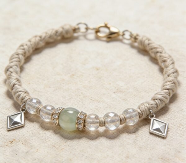 Minimalist Jute & Crystal Bracelet
